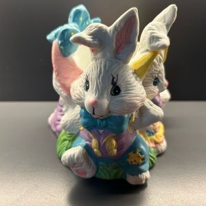 Bunny Buddies Porcelain Votive Candle Holder Easter Holiday Decor Spring vintage